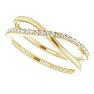 14K Yellow 1/8 CTW Natural Diamond Criss-Cross Ring - BN & CO JEWELRY