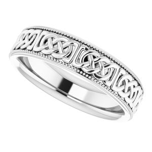 14K White 6 mm Celtic-Inspired Band Size 11 - BN & CO JEWELRY