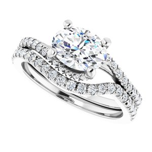 14K White 8x6 mm Oval Bypass Engagement Ring - BN & CO JEWELRY