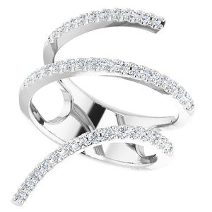 14K White 1/2 CTW Natural Diamond Spiral Wrap Ring - BN & CO JEWELRY