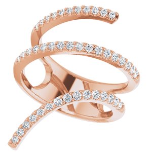 14K Rose 1/2 CTW Natural Diamond Spiral Wrap Ring - BN & CO JEWELRY