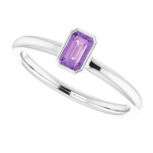 14K White Amethyst Stackable Ring - BN & CO JEWELRY