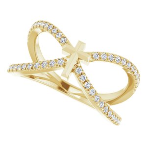 14K Yellow 1/5 CTW Natural Diamond French-Set Cross Ring - BN & CO JEWELRY