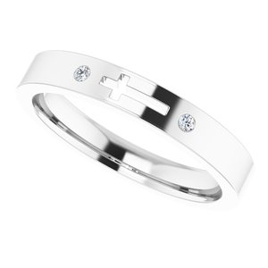 Sterling Silver .03 CTW Natural Diamond Pierced Cross Stackable Ring - BN & CO JEWELRY