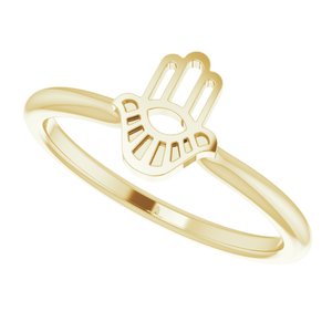 14K Yellow Hamsa Stackable Ring - BN & CO JEWELRY