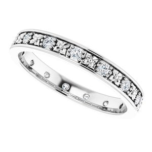 14K White 1/3 CTW Natural Diamond Floral Eternity Band Size 7 - BN & CO JEWELRY