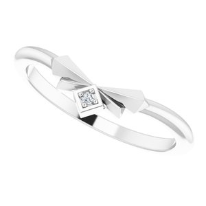 14K White .0075 CT Natural Diamond Accented Contour Band - BN & CO JEWELRY