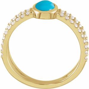 14K Yellow Natural Turquoise & 3/8 CTW Natural Diamond Ring - BN & CO JEWELRY