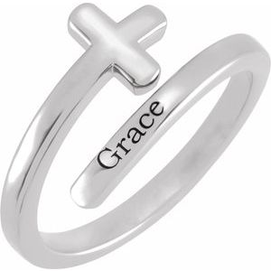 Sterling Silver Engravable Sideways Cross Ring - BN & CO JEWELRY