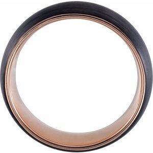 18K Rose Gold PVD & Black PVD Tungsten 8 mm Half Round Size 11.5 Band - BN & CO JEWELRY