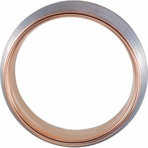 18K Rose Gold PVD Tungsten 8 mm Grooved Size 8 Band with Satin Finish - BN & CO JEWELRY
