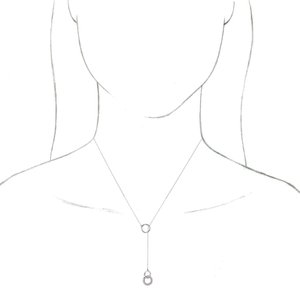 14K White 1/10 CTW Natural Diamond Circle Y 16-18" Necklace - BN & CO JEWELRY