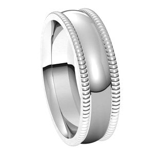 14K White 6 mm Extra Large Milgrain Comfort Fit Band Size 10 - BN & CO JEWELRY