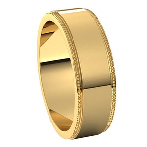 14K Yellow 6 mm Milgrain Flat with Edge Band Size 8 - BN & CO JEWELRY