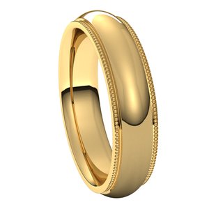14K Yellow 5 mm Milgrain Half Round Comfort Fit Edge Band Size 15 - BN & CO JEWELRY