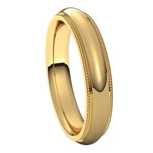 14K Yellow 4 mm Milgrain Half Round Comfort Fit Edge Band Size 8 - BN & CO JEWELRY