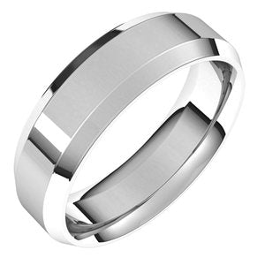 14K White 6 mm Beveled-Edge Comfort-Fit Band Size 7.5 - BN & CO JEWELRY