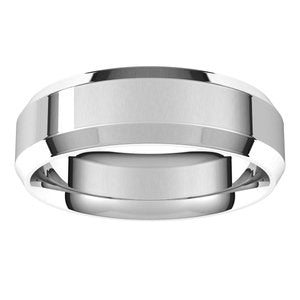 14K White 6 mm Beveled-Edge Comfort-Fit Band Size 7.5 - BN & CO JEWELRY