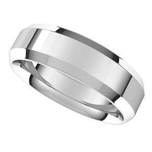14K White 6 mm Beveled-Edge Comfort-Fit Band Size 7.5 - BN & CO JEWELRY