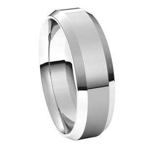 14K White 6 mm Beveled-Edge Comfort-Fit Band Size 7.5 - BN & CO JEWELRY
