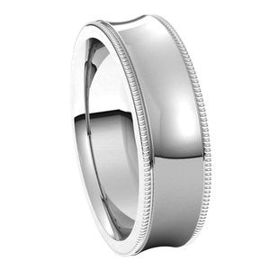 14K White 6 mm Milgrain Concave Comfort Fit Band Size 10 - BN & CO JEWELRY