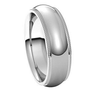 14K White 6 mm Milgrain Half Round Comfort Fit Edge Band Size 13 - BN & CO JEWELRY