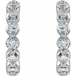 14K White 12.76 mm 3/4 CTW Natural Diamond Huggie Earrings - BN & CO JEWELRY