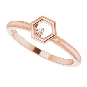 14K Rose .0075 CT Diamond Stackable Honeycomb Ring - BN & CO JEWELRY