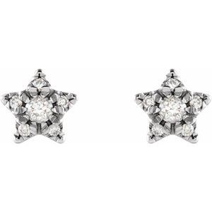 14K White 1/10 CTW Natural Diamond Star Earrings - BN & CO JEWELRY