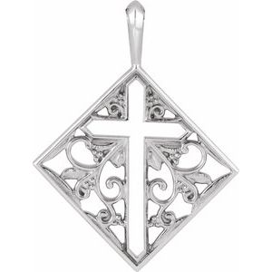 Sterling Silver 23.39x18 mm Ornate Pierced Cross Pendant - BN & CO JEWELRY