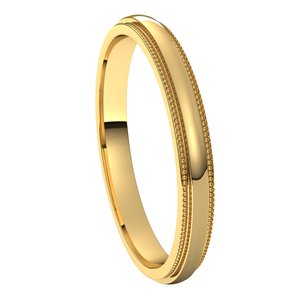 14K Yellow 2.5 mm Milgrain Half Round Edge Band Size 10.5 - BN & CO JEWELRY