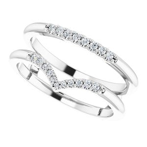 14K White 1/8 CTW Natural Diamond Half Tapered V Ring Guard - BN & CO JEWELRY