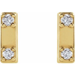 14K Yellow .03 CTW Natural Diamond Two-Stone Bar Earrings - BN & CO JEWELRY