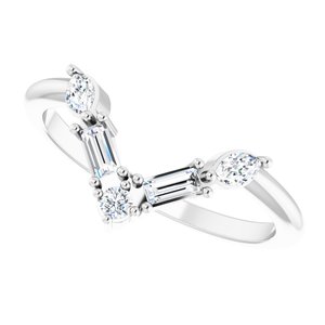 14K White 1/4 CTW Natural Diamond V Bar Ring - BN & CO JEWELRY