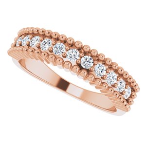 14K Rose 1/3 CTW Natural Diamond Beaded Border Anniversary Band - BN & CO JEWELRY