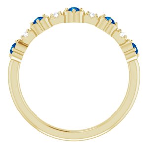 14K Yellow Natural Blue Sapphire & .03 CTW Natural Diamond Stackable Ring - BN & CO JEWELRY