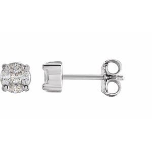 14K White 1/3 CTW Natural Diamond Cluster Earrings - BN & CO JEWELRY