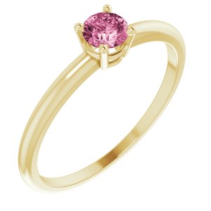 14K Yellow 4 mm Natural Pink Tourmaline Ring - BN & CO JEWELRY