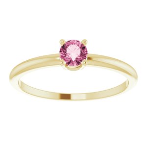 14K Yellow 4 mm Natural Pink Tourmaline Ring - BN & CO JEWELRY