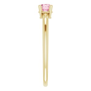 14K Yellow 4 mm Natural Pink Tourmaline Ring - BN & CO JEWELRY