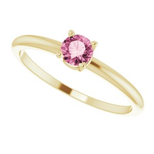 14K Yellow 4 mm Natural Pink Tourmaline Ring - BN & CO JEWELRY