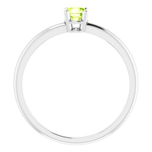14K White 4 mm Natural Peridot Ring - BN & CO JEWELRY