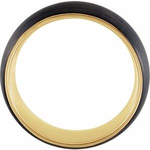 18K Yellow Gold PVD & Black PVD Tungsten 8 mm Half Round Size 12.5 Band - BN & CO JEWELRY