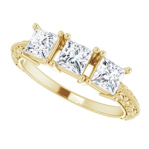 14K Yellow 1 CTW Diamond 3-Stone Anniversary Band - BN & CO JEWELRY