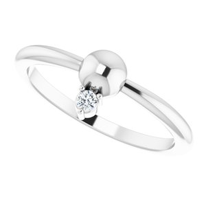 14K White .03 CT Diamond Stackable Bead Ring - BN & CO JEWELRY