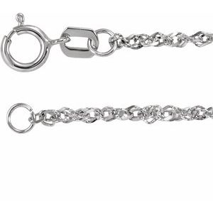 14K White 1.7 mm Diamond-Cut Singapore Chain 7 1/2" Bracelet - BN & CO JEWELRY