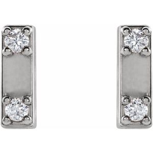 14K White .03 CTW Natural Diamond Two-Stone Bar Earrings - BN & CO JEWELRY