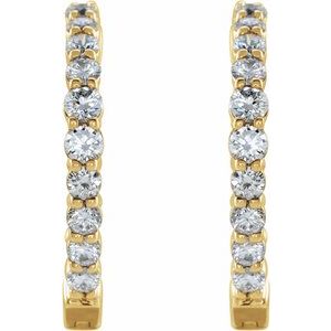 14K Yellow 1 CTW Lab-Grown Diamond Inside-Outside Hinged 19.3 mm Hoop Earrings - BN & CO JEWELRY