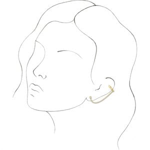 14K Rose 1/10 CT Natural Diamond Single Ear Cuff with Chain - BN & CO JEWELRY