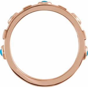 14K Rose Natural Turquoise & 1/4 CTW Natural Diamond Bezel-Set ring - BN & CO JEWELRY